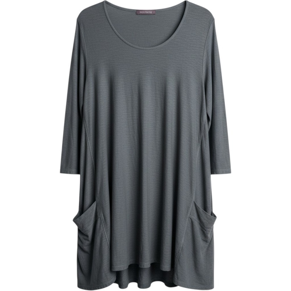 Cut Loose Womens Cotton Linen Tunic L Gray Pockets Lagenlook Artsy Sustainable